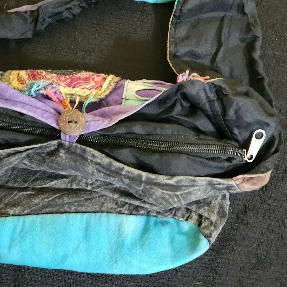 Colorful Hobo Bag with Peace Sign
